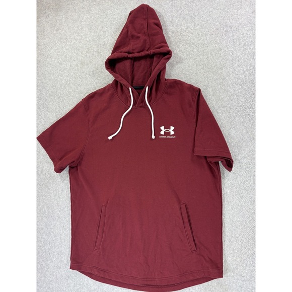 Under Armour  Loose Fit Campus S/S Hoodie Sweatshirt (Men's XL) Maroon - Picture 1 of 10